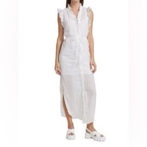 Frame White Linen Sleeveless Maxi Camisole Dress